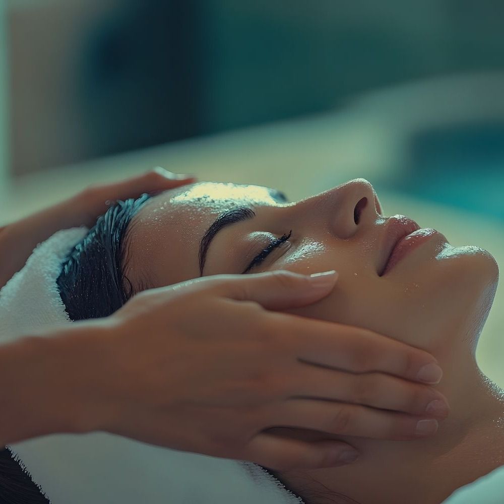 Facial treatment in a serene spa setting.