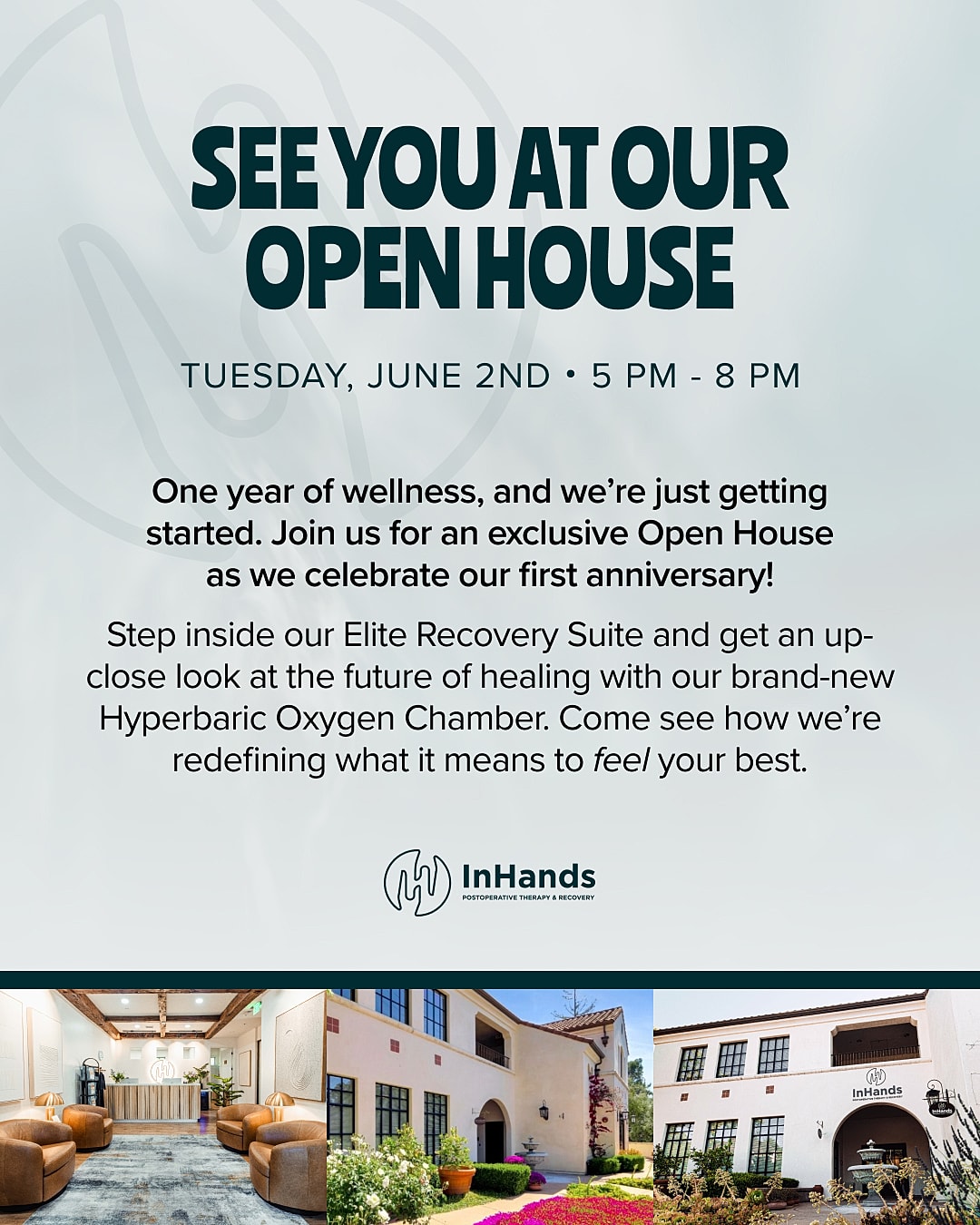 Open house invitation for wellness center anniversary.
